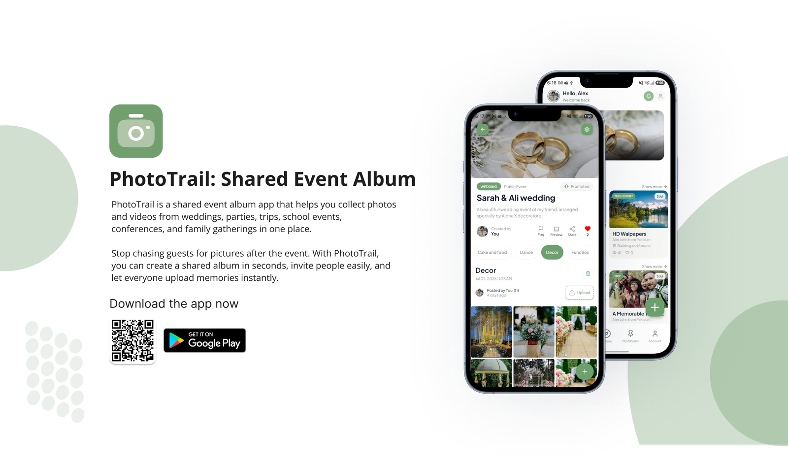 PhotoTrail shared event album promotional banner